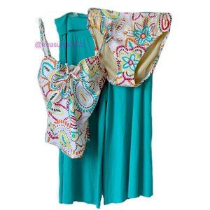 Victoria's Secret Tankini Swimsuit Capri Pants Coverup 3 Piece Bundle New